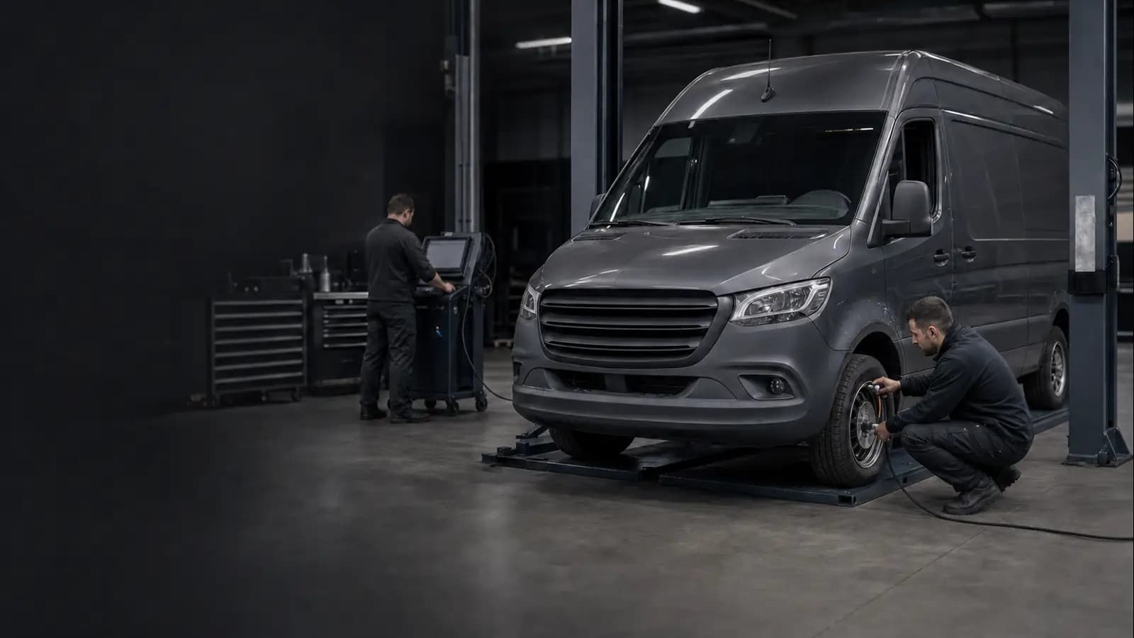 Иллюстративный кадр приёмки коммерческого Sprinter в автосервисе