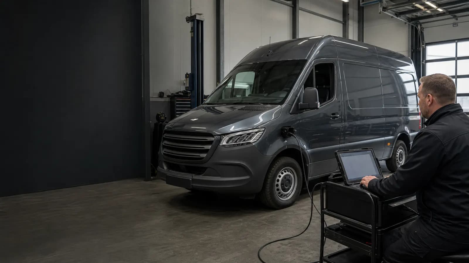 Иллюстративный кадр компьютерной диагностики коммерческого Sprinter W907